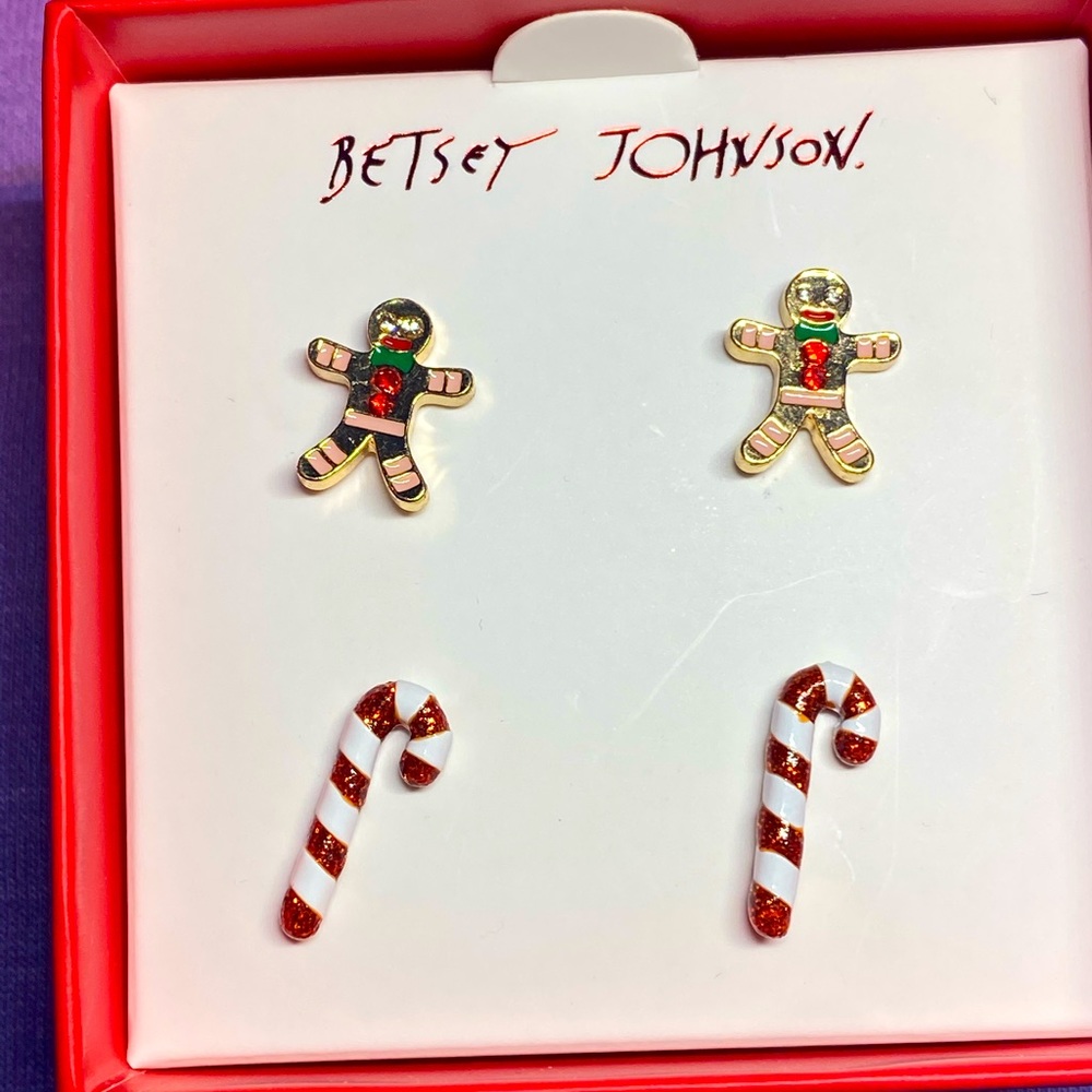 Betsey Johnson holiday Christmas candy cane earrings